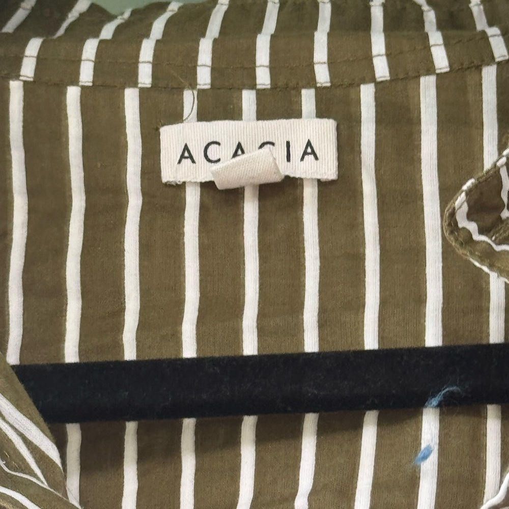 Acacia Swimwear Olive and White Striped Top